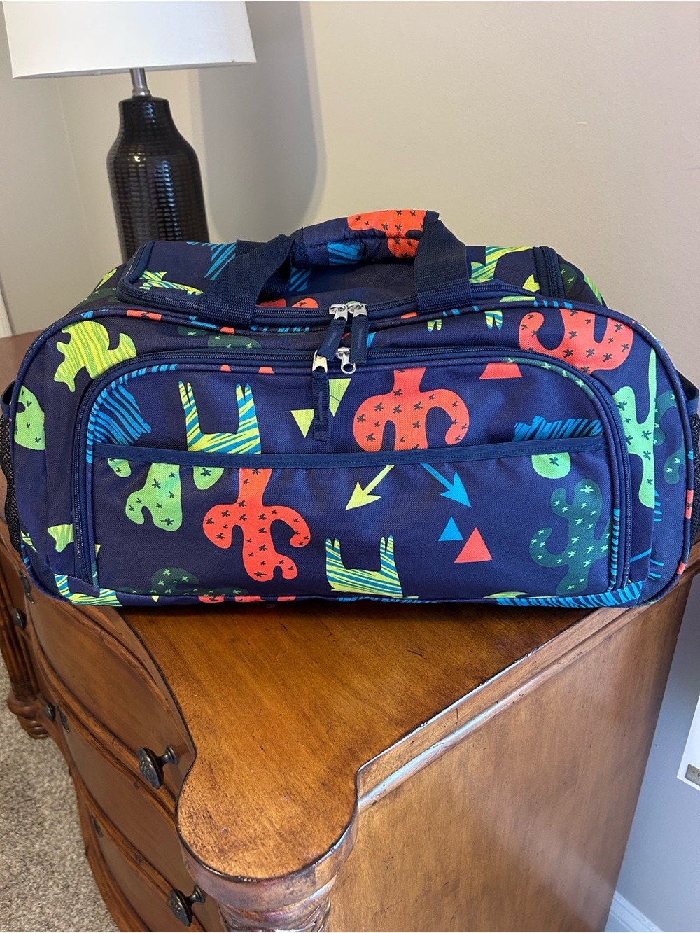 Olivet Kids Duffel Bag NWT Navy Blue Cactus Wild West Travel Overnight Gym 22”